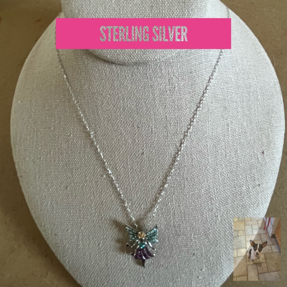 Sterling Silver Rhinestone Fairy Necklace